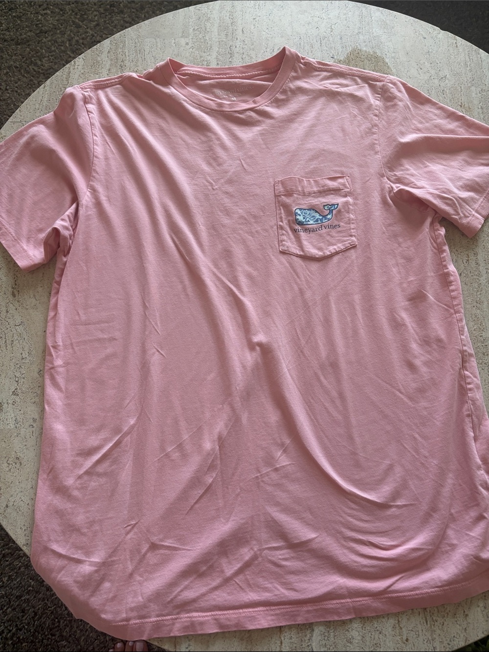 Vineyard Vines Light Pink Pocket T-Shirt with Whale Patch